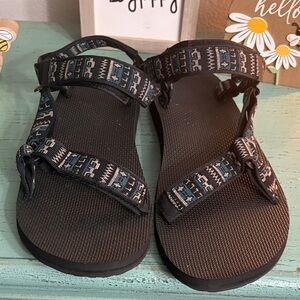 Teva Black and Blue Patterned Sandals